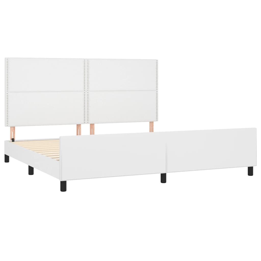 Bedframe met hoofdbord kunstleer wit 200x200 cm is nu te koop bij PeponiXL, paradijselijk wonen!