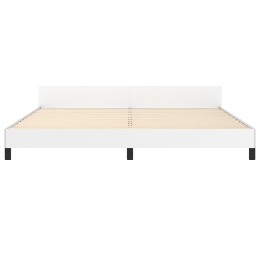 Bedframe met hoofdbord kunstleer wit 200x200 cm is nu te koop bij PeponiXL, paradijselijk wonen!