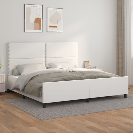 Bedframe met hoofdbord kunstleer wit 200x200 cm is nu te koop bij PeponiXL, paradijselijk wonen!