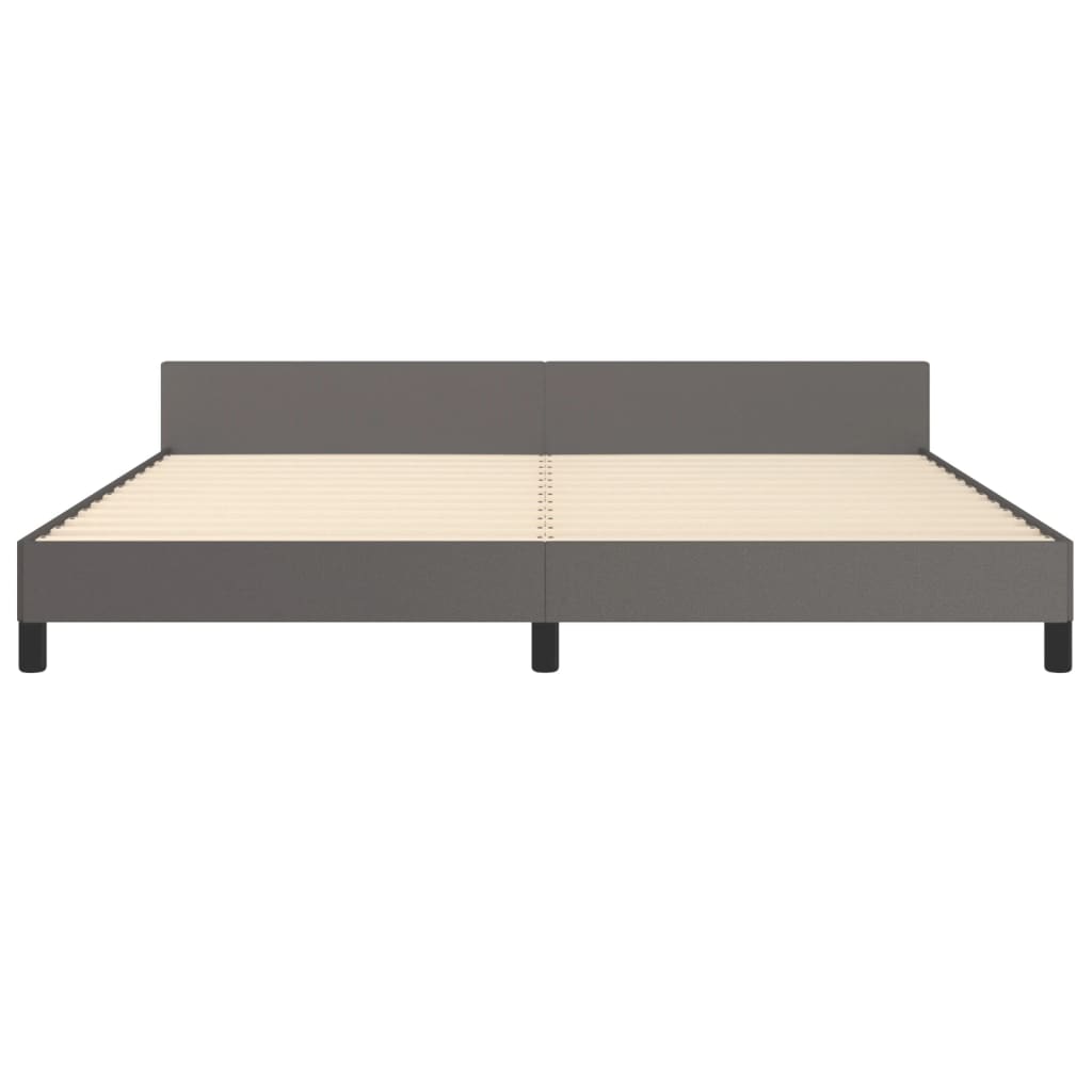 Bedframe met hoofdbord kunstleer grijs 200x200 cm is nu te koop bij PeponiXL, paradijselijk wonen!