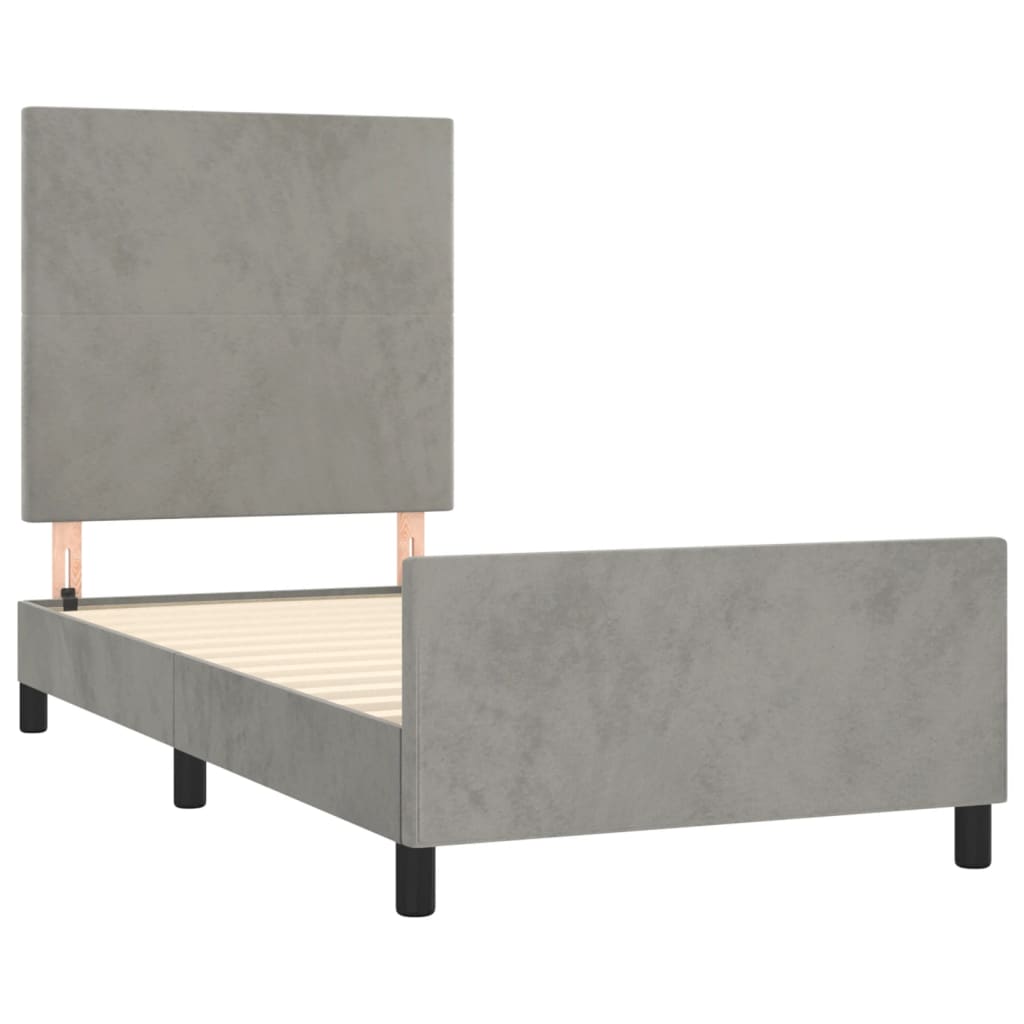 Bedframe zonder matras 100x200 cm fluweel lichtgrijs is nu te koop bij PeponiXL, paradijselijk wonen!