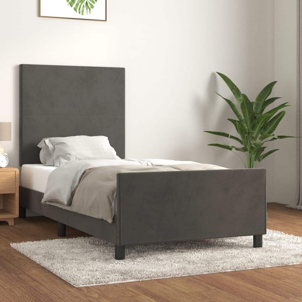 Bedframe zonder matras 100x200 cm fluweel donkergrijs is nu te koop bij PeponiXL, paradijselijk wonen!