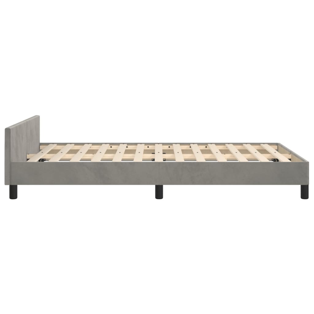 Bedframe zonder matras 120x200 cm fluweel lichtgrijs is nu te koop bij PeponiXL, paradijselijk wonen!