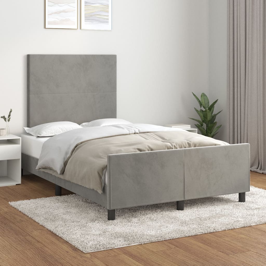 Bedframe zonder matras 120x200 cm fluweel lichtgrijs is nu te koop bij PeponiXL, paradijselijk wonen!