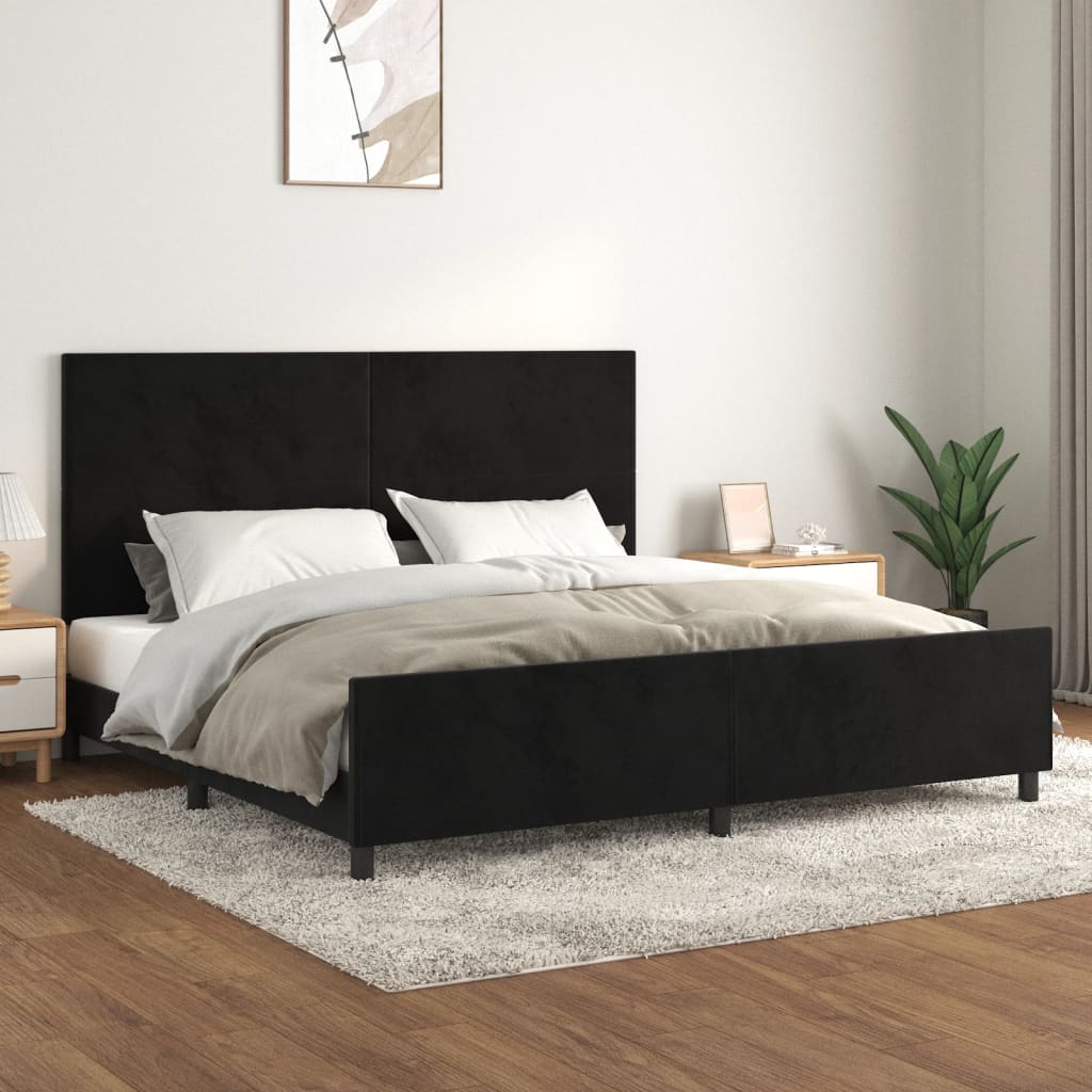 Bedframe zonder matras 200x200 cm fluweel zwart is nu te koop bij PeponiXL, paradijselijk wonen!