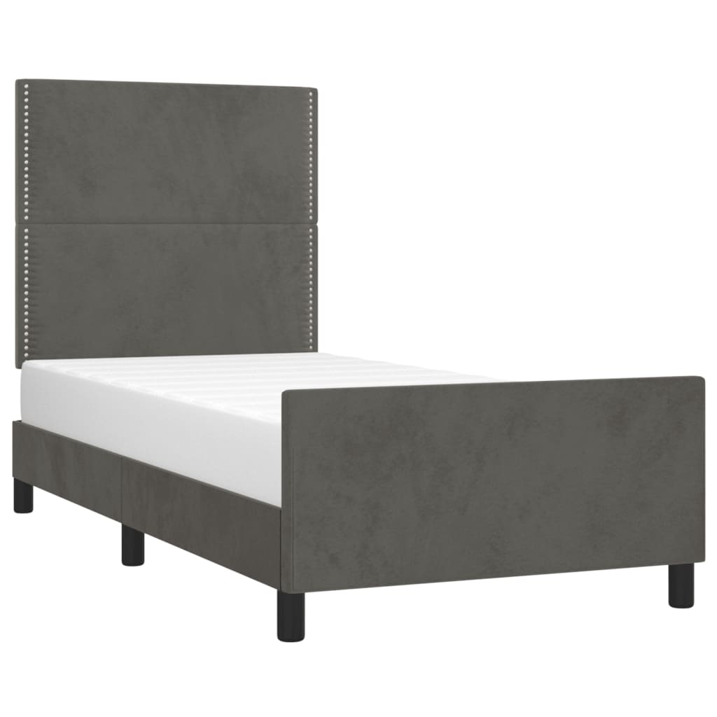 Bedframe zonder matras 90x190 cm fluweel donkergrijs is nu te koop bij PeponiXL, paradijselijk wonen!