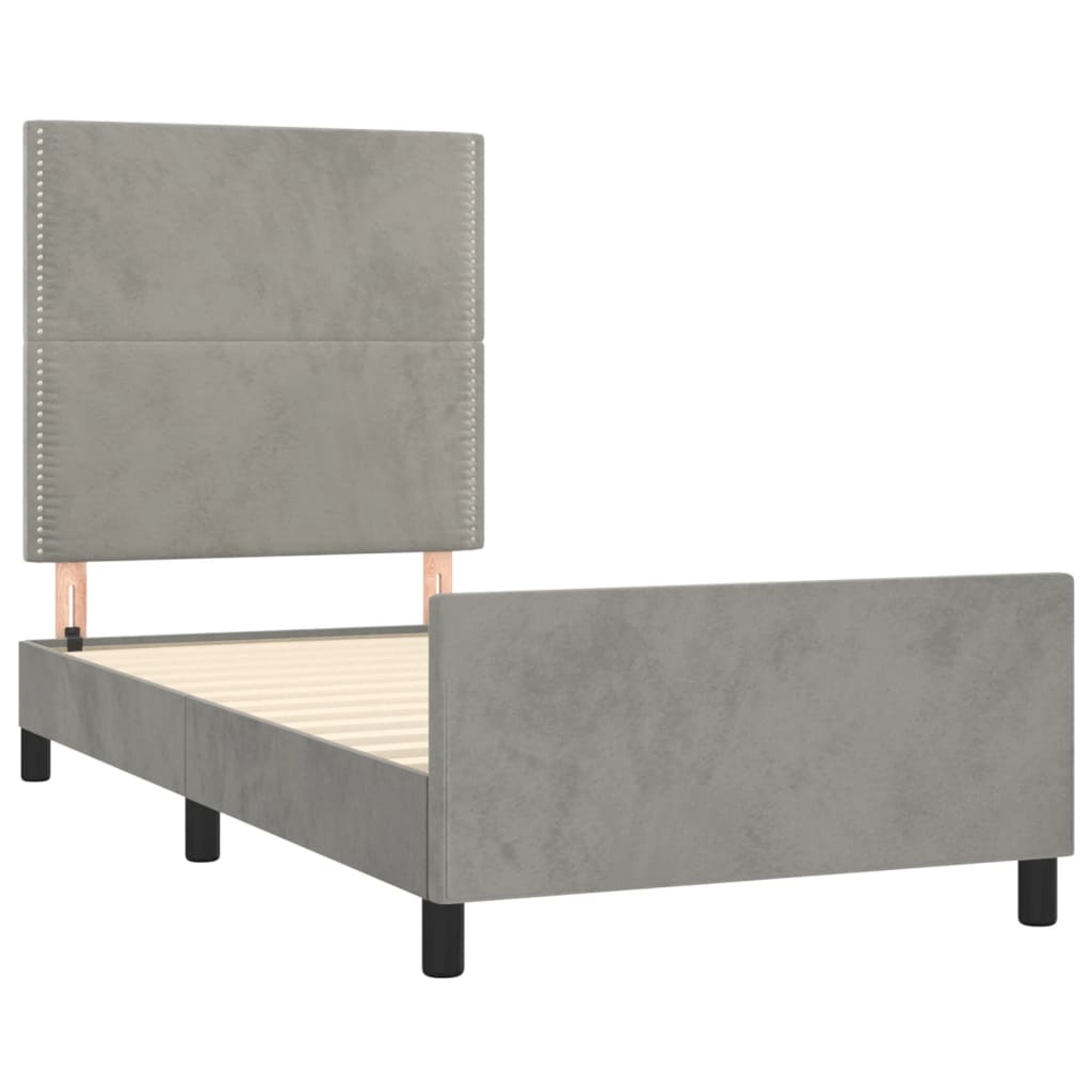 Bedframe zonder matras 100x200 cm fluweel lichtgrijs is nu te koop bij PeponiXL, paradijselijk wonen!
