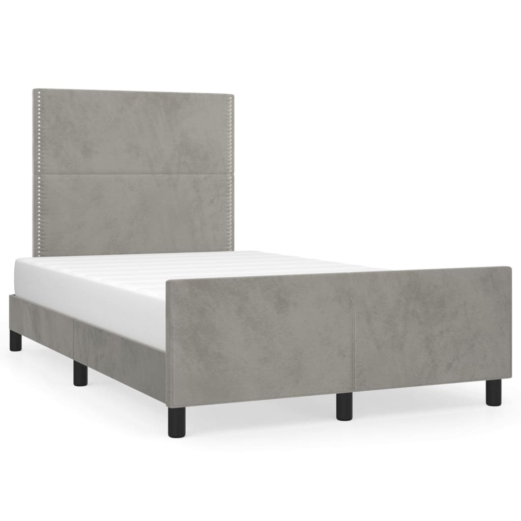 Bedframe zonder matras 120x200 cm fluweel lichtgrijs is nu te koop bij PeponiXL, paradijselijk wonen!