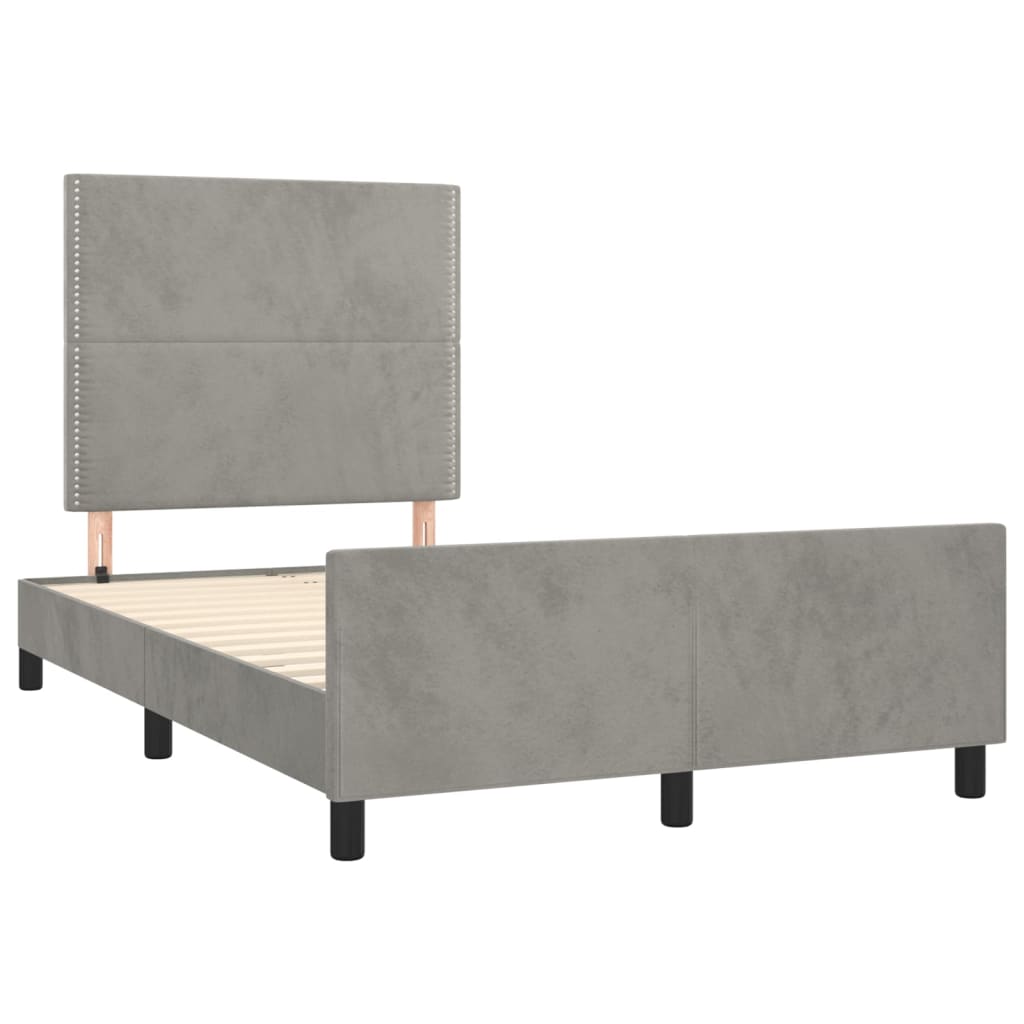 Bedframe zonder matras 120x200 cm fluweel lichtgrijs is nu te koop bij PeponiXL, paradijselijk wonen!