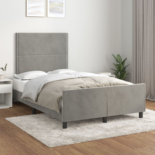 Bedframe zonder matras 120x200 cm fluweel lichtgrijs is nu te koop bij PeponiXL, paradijselijk wonen!