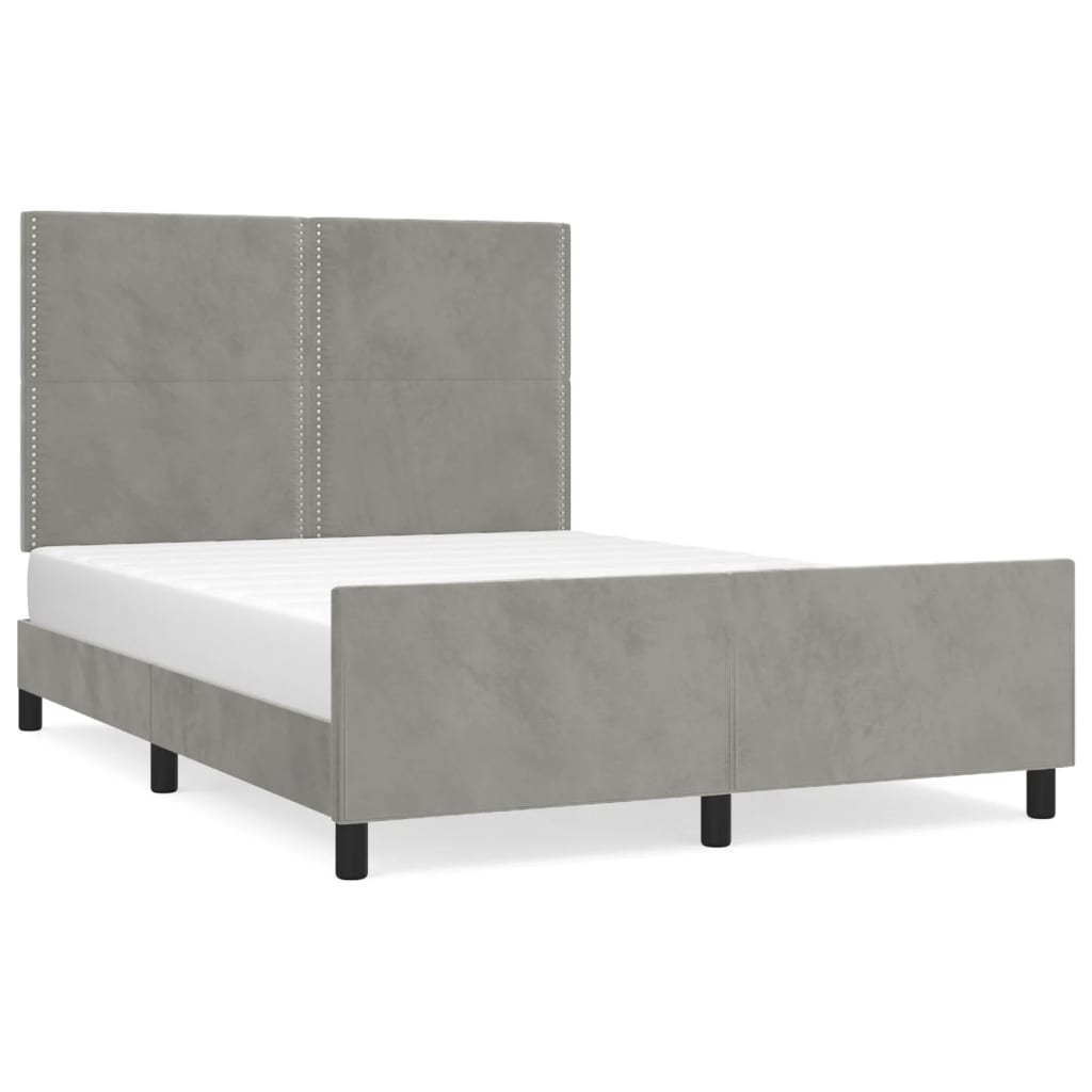 Bedframe zonder matras 140x190 cm fluweel lichtgrijs is nu te koop bij PeponiXL, paradijselijk wonen!