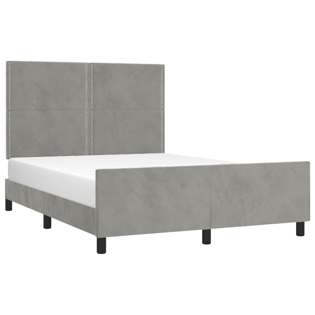 Bedframe zonder matras 140x190 cm fluweel lichtgrijs is nu te koop bij PeponiXL, paradijselijk wonen!