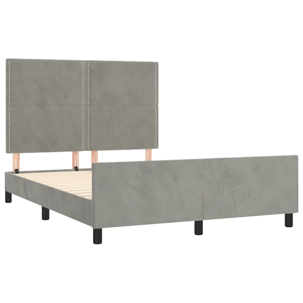 Bedframe zonder matras 140x190 cm fluweel lichtgrijs is nu te koop bij PeponiXL, paradijselijk wonen!
