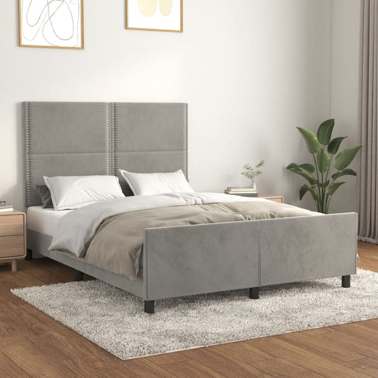 Bedframe zonder matras 140x190 cm fluweel lichtgrijs is nu te koop bij PeponiXL, paradijselijk wonen!