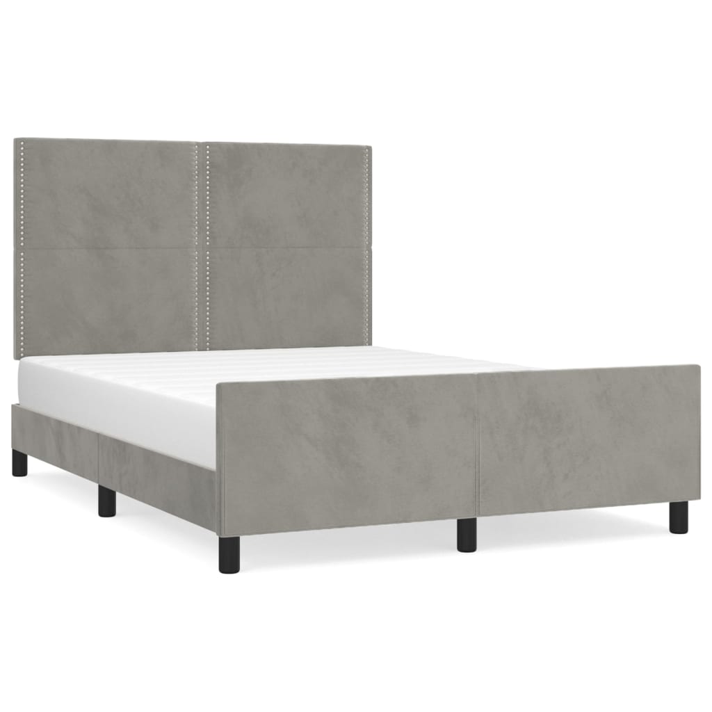 Bedframe zonder matras 140x200 cm fluweel lichtgrijs is nu te koop bij PeponiXL, paradijselijk wonen!