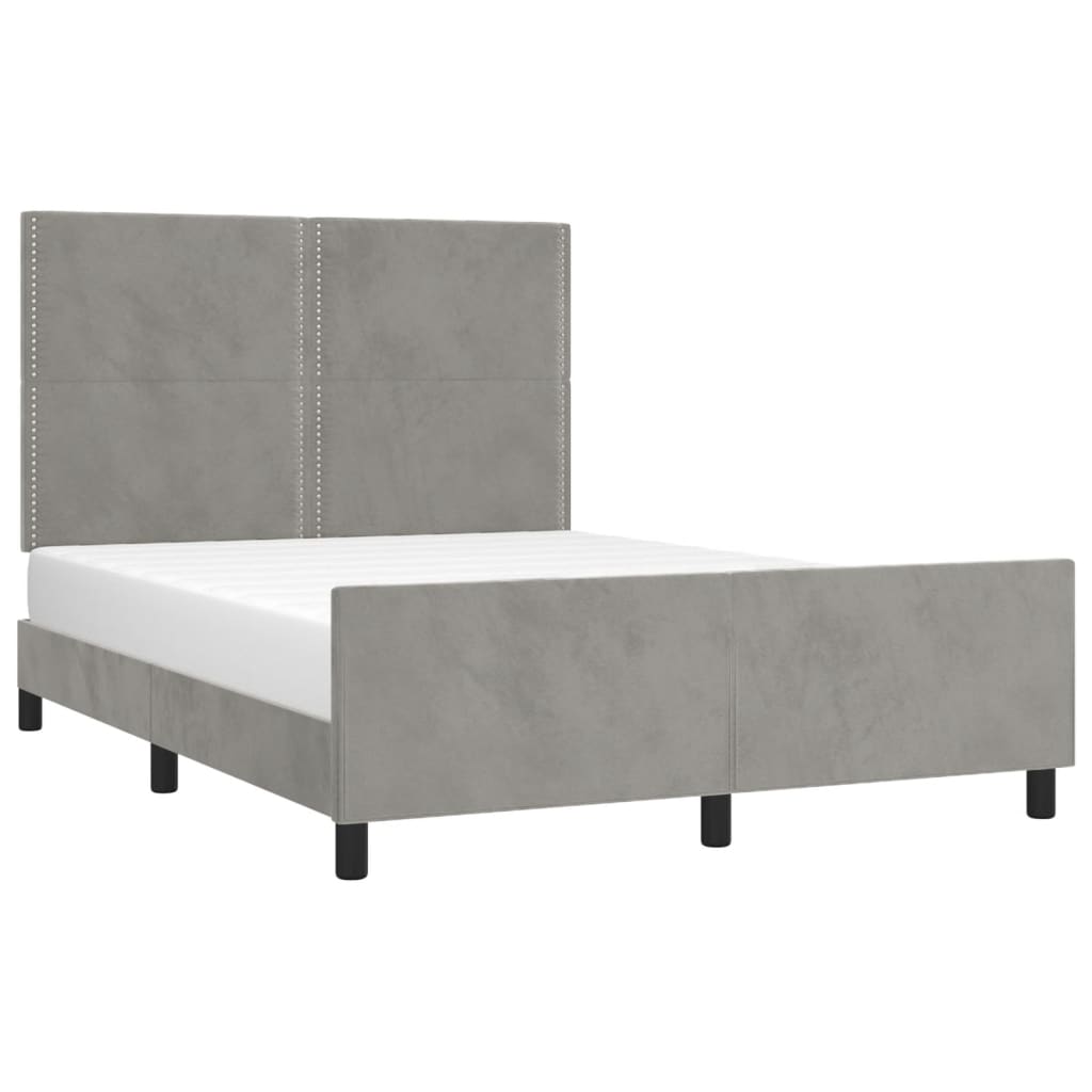 Bedframe zonder matras 140x200 cm fluweel lichtgrijs is nu te koop bij PeponiXL, paradijselijk wonen!