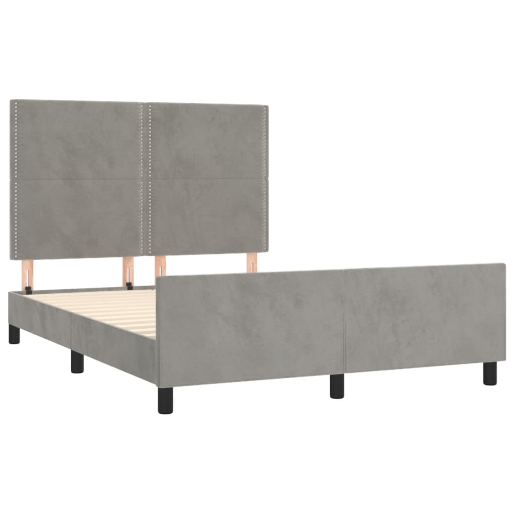 Bedframe zonder matras 140x200 cm fluweel lichtgrijs is nu te koop bij PeponiXL, paradijselijk wonen!