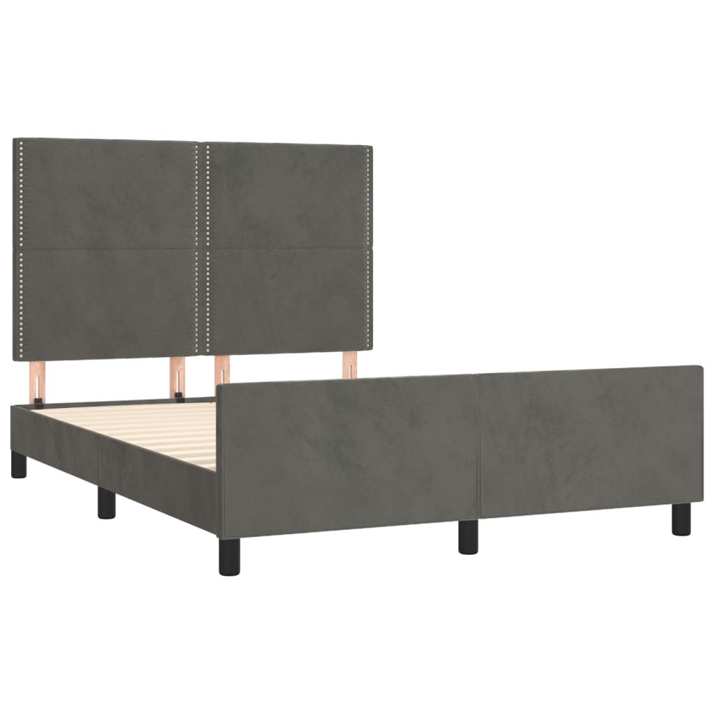 Bedframe zonder matras 140x200 cm fluweel donkergrijs is nu te koop bij PeponiXL, paradijselijk wonen!