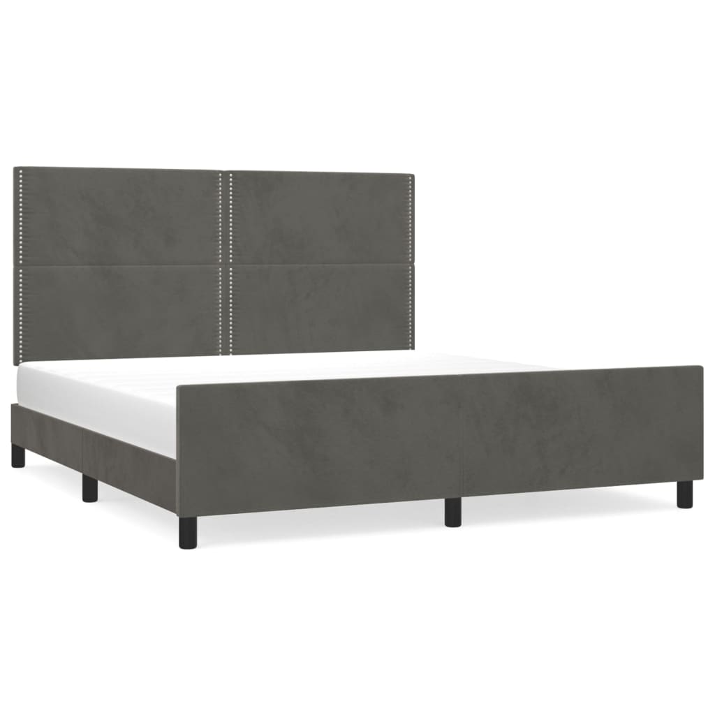 Bedframe zonder matras 160x200 cm fluweel donkergrijs is nu te koop bij PeponiXL, paradijselijk wonen!