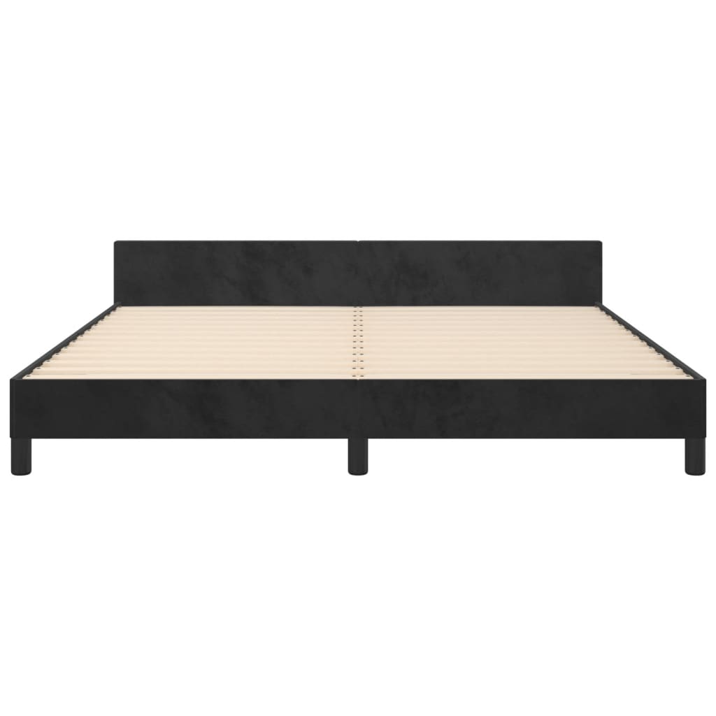 Bedframe zonder matras 160x200 cm fluweel zwart is nu te koop bij PeponiXL, paradijselijk wonen!