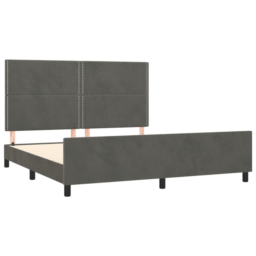 Bedframe met hoofdeinde fluweel donkergrijs 180x200 cm is nu te koop bij PeponiXL, paradijselijk wonen!
