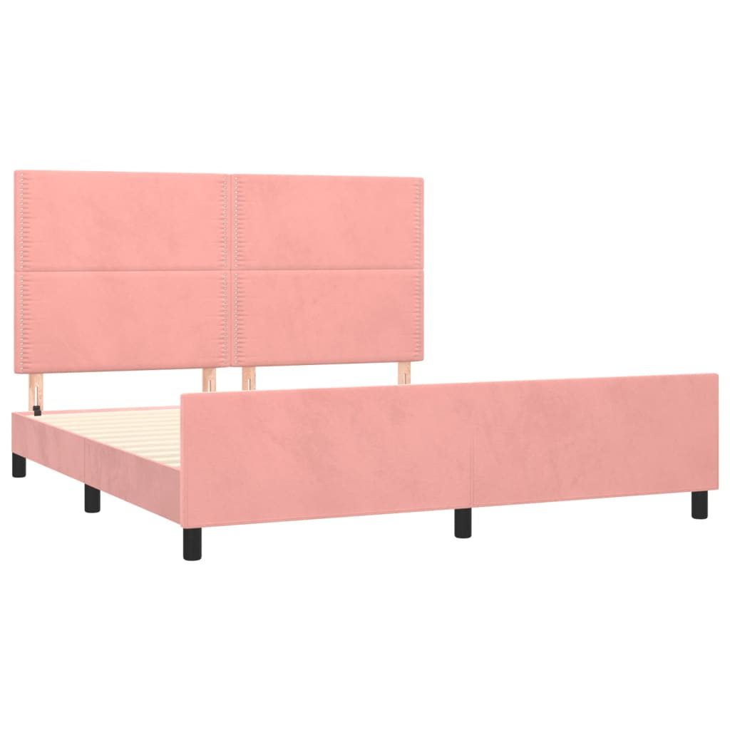 Bedframe met hoofdeinde fluweel roze 180x200 cm is nu te koop bij PeponiXL, paradijselijk wonen!