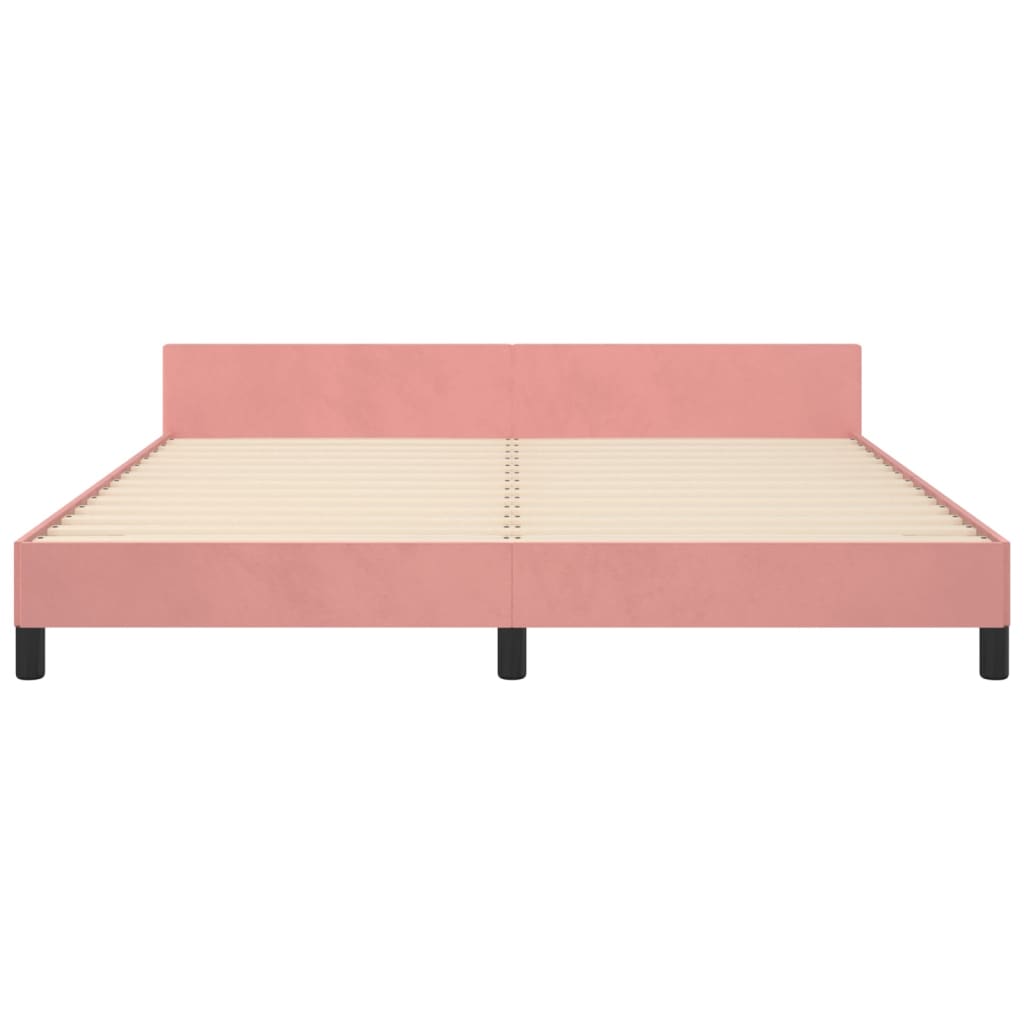 Bedframe met hoofdeinde fluweel roze 180x200 cm is nu te koop bij PeponiXL, paradijselijk wonen!