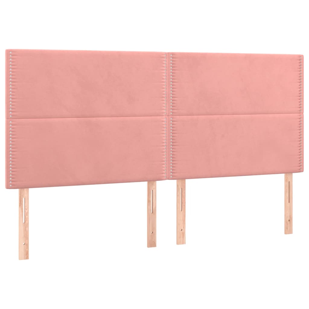 Bedframe met hoofdeinde fluweel roze 180x200 cm is nu te koop bij PeponiXL, paradijselijk wonen!