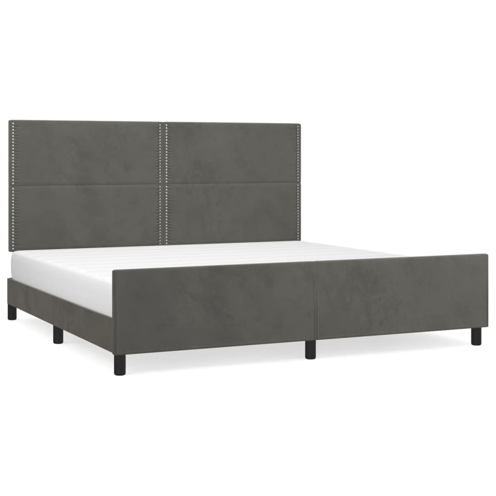 Bedframe zonder matras 200x200 cm fluweel donkergrijs is nu te koop bij PeponiXL, paradijselijk wonen!