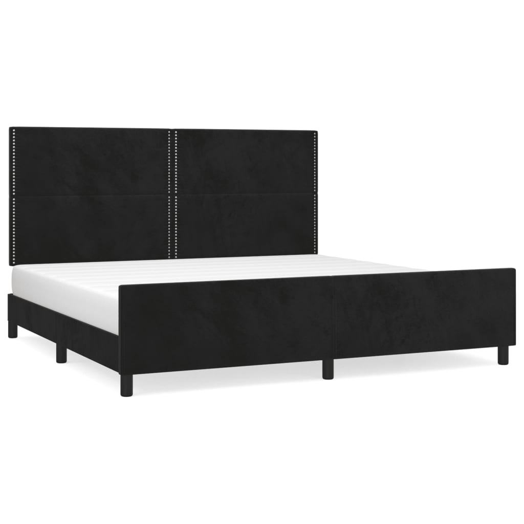 Bedframe zonder matras 200x200 cm fluweel zwart is nu te koop bij PeponiXL, paradijselijk wonen!