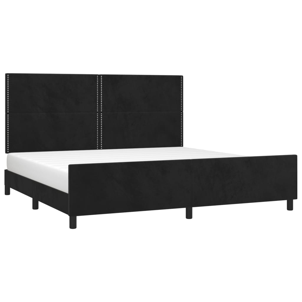 Bedframe zonder matras 200x200 cm fluweel zwart is nu te koop bij PeponiXL, paradijselijk wonen!