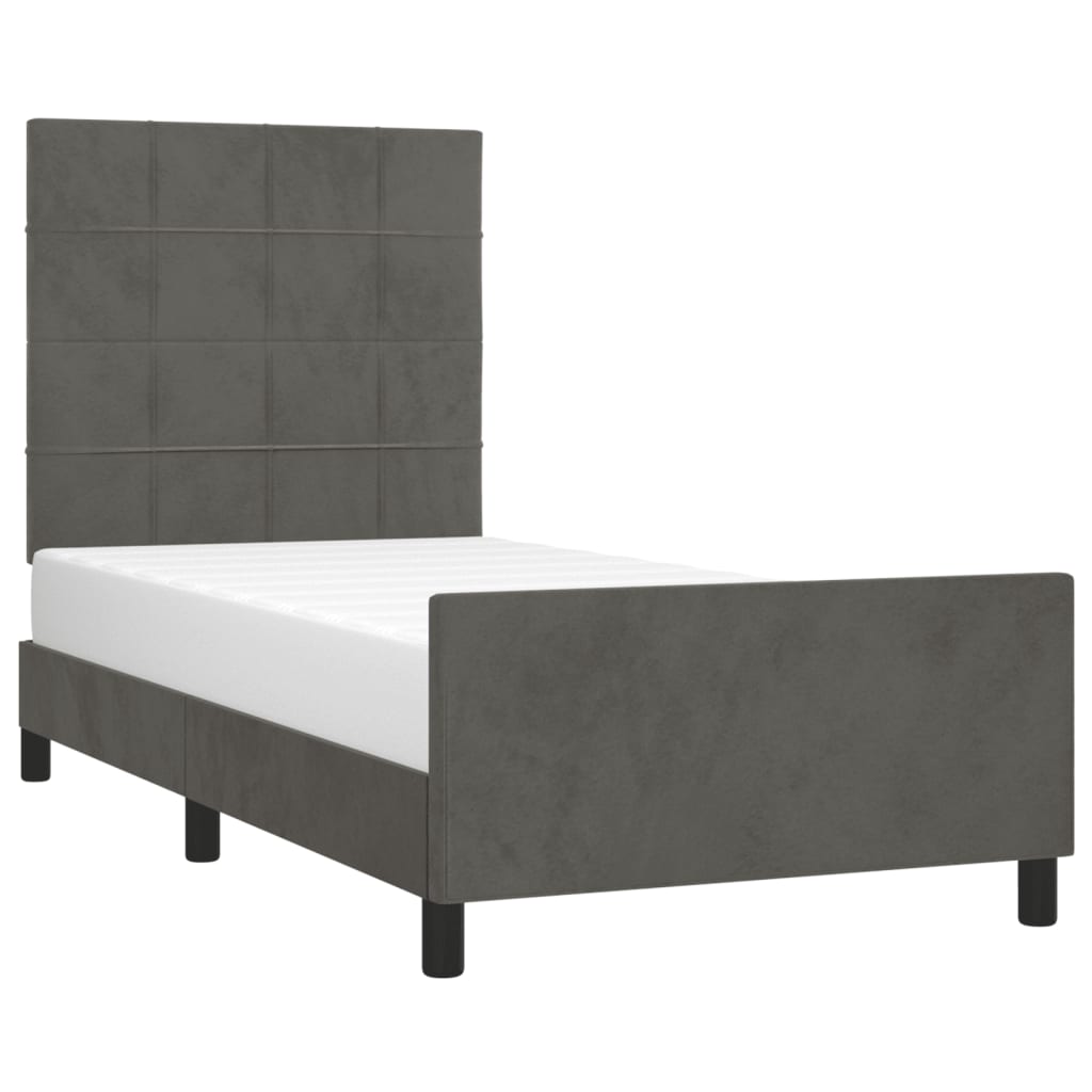 Bedframe zonder matras 100x200 cm fluweel donkergrijs is nu te koop bij PeponiXL, paradijselijk wonen!