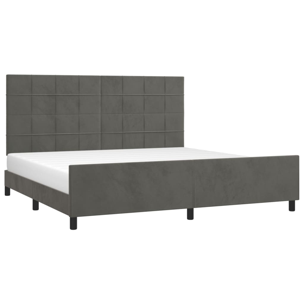 Bedframe zonder matras 200x200 cm fluweel donkergrijs is nu te koop bij PeponiXL, paradijselijk wonen!