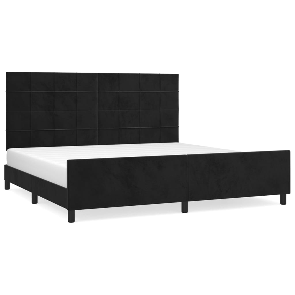 Bedframe zonder matras 200x200 cm fluweel zwart is nu te koop bij PeponiXL, paradijselijk wonen!