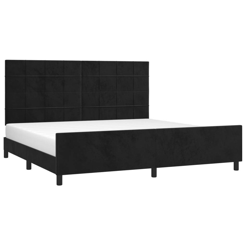 Bedframe zonder matras 200x200 cm fluweel zwart is nu te koop bij PeponiXL, paradijselijk wonen!