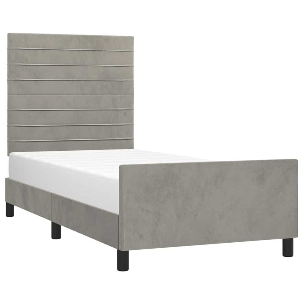 Bedframe zonder matras 100x200 cm fluweel lichtgrijs is nu te koop bij PeponiXL, paradijselijk wonen!