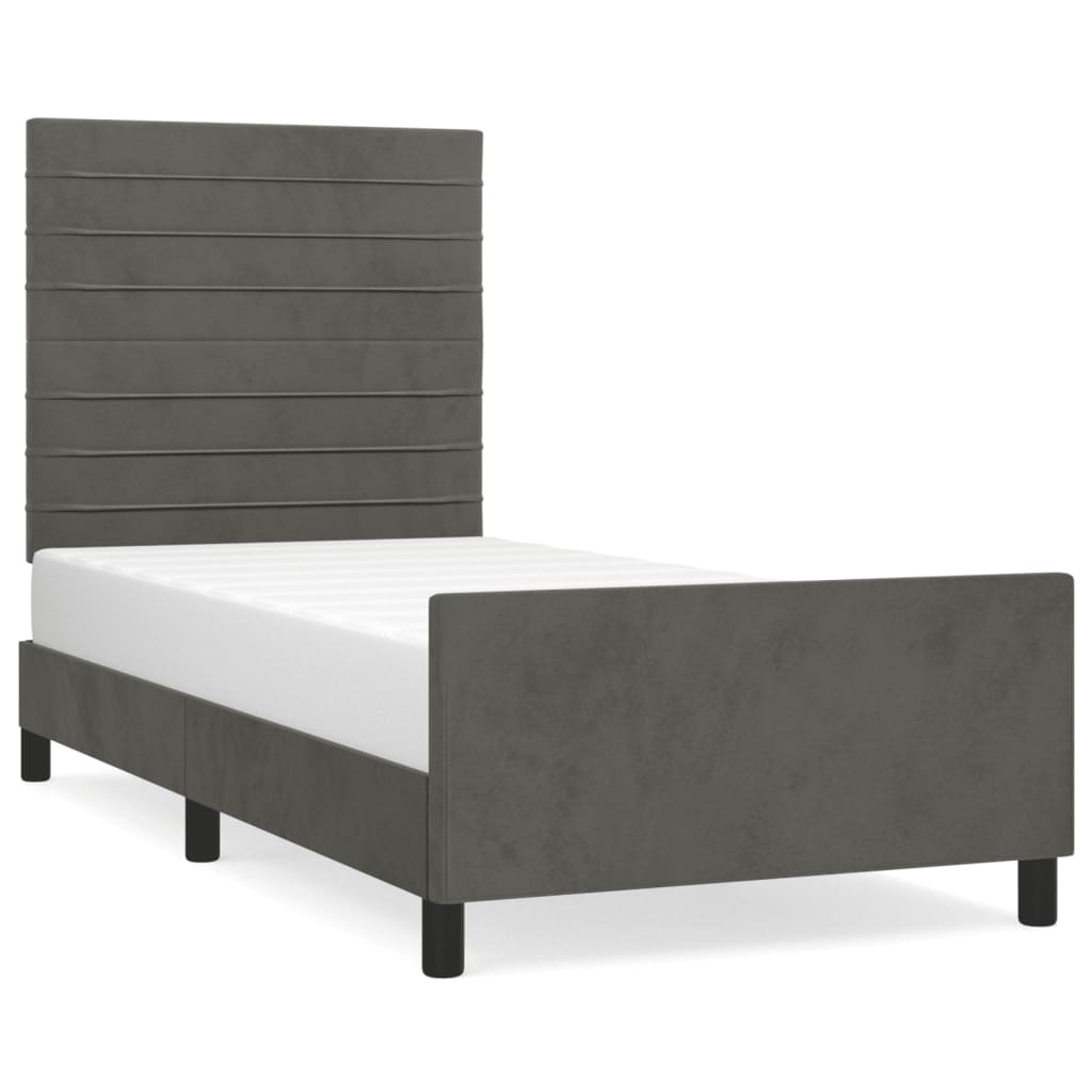 Bedframe zonder matras 100x200 cm fluweel donkergrijs is nu te koop bij PeponiXL, paradijselijk wonen!