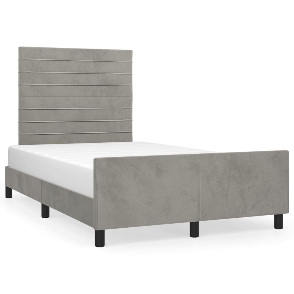 Bedframe zonder matras 120x200 cm fluweel lichtgrijs is nu te koop bij PeponiXL, paradijselijk wonen!