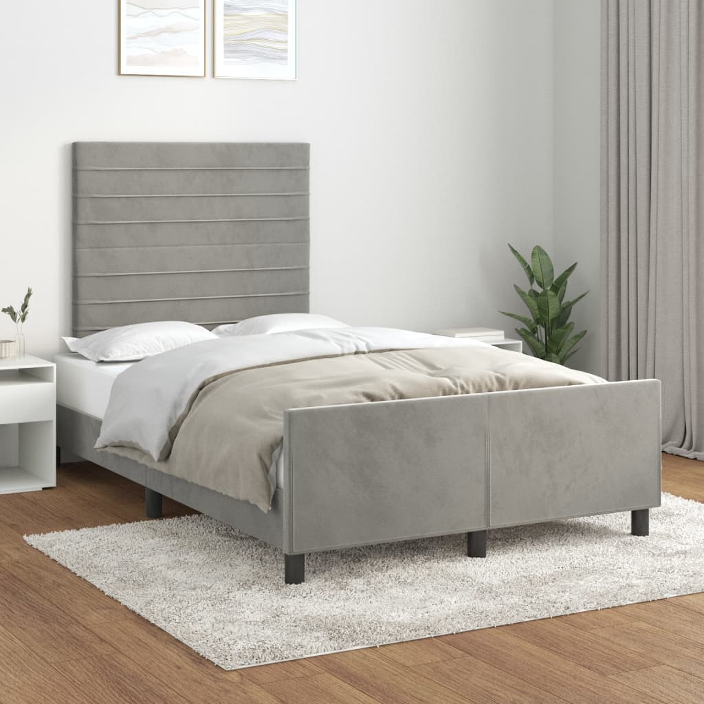 Bedframe zonder matras 120x200 cm fluweel lichtgrijs is nu te koop bij PeponiXL, paradijselijk wonen!