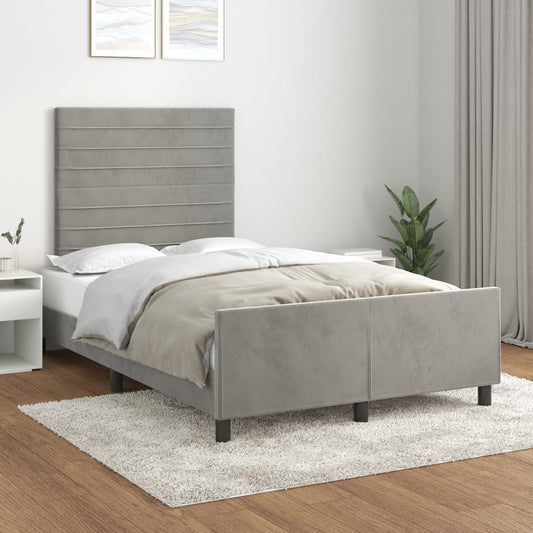 Bedframe zonder matras 120x200 cm fluweel lichtgrijs is nu te koop bij PeponiXL, paradijselijk wonen!