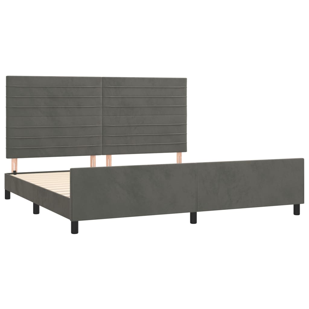 Bedframe zonder matras 200x200 cm fluweel donkergrijs is nu te koop bij PeponiXL, paradijselijk wonen!