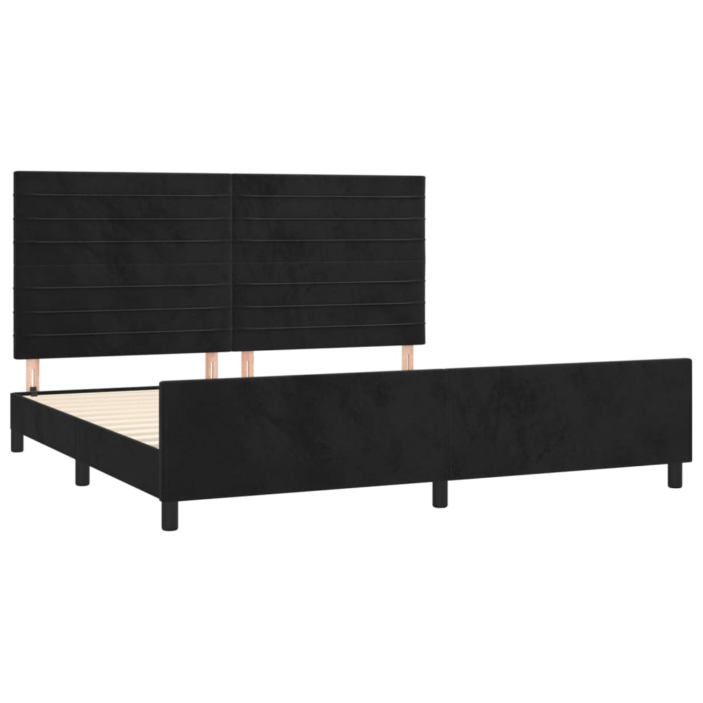 Bedframe zonder matras 200x200 cm fluweel zwart is nu te koop bij PeponiXL, paradijselijk wonen!