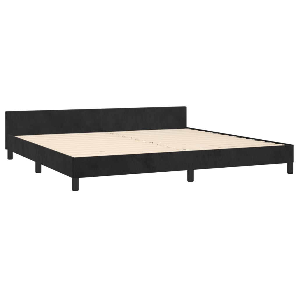 Bedframe zonder matras 200x200 cm fluweel zwart is nu te koop bij PeponiXL, paradijselijk wonen!
