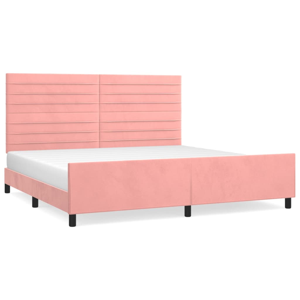 Bedframe met hoofdeinde fluweel roze 200x200 cm is nu te koop bij PeponiXL, paradijselijk wonen!