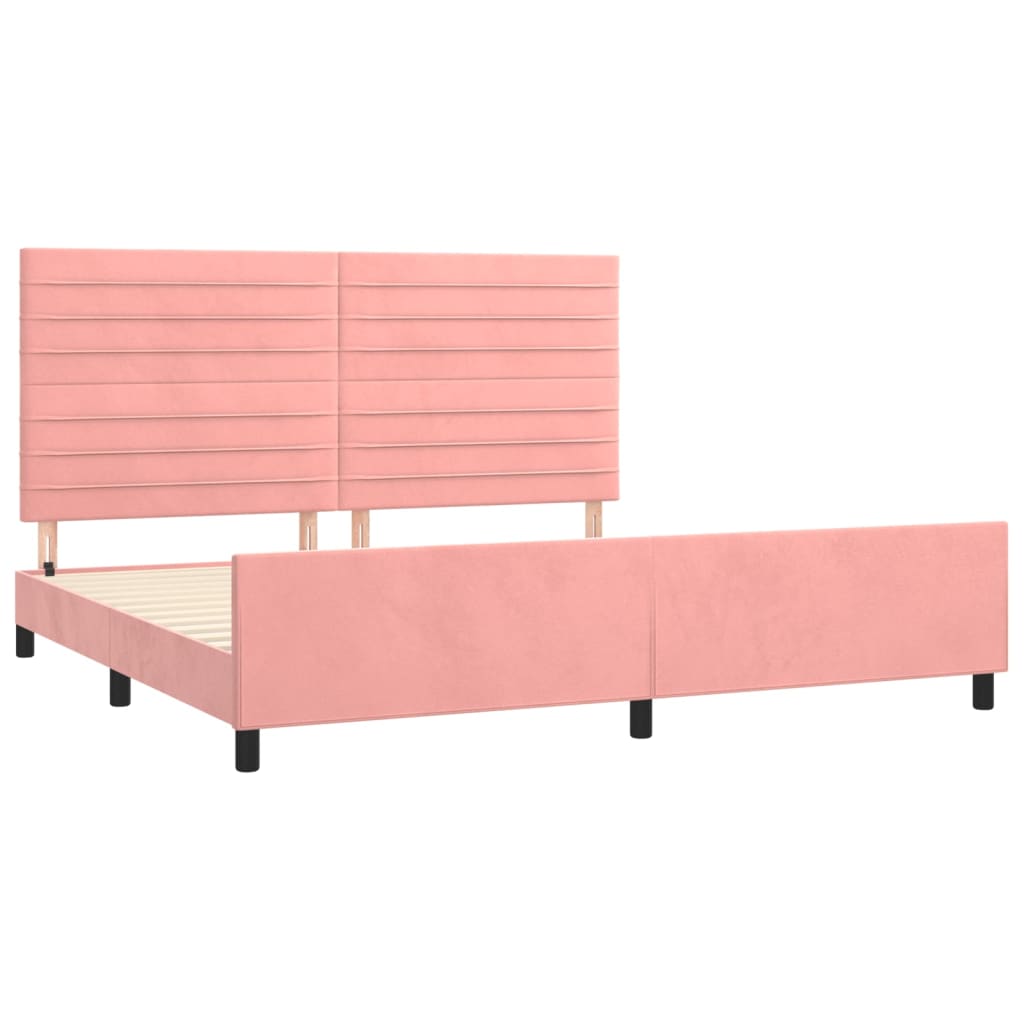 Bedframe met hoofdeinde fluweel roze 200x200 cm is nu te koop bij PeponiXL, paradijselijk wonen!