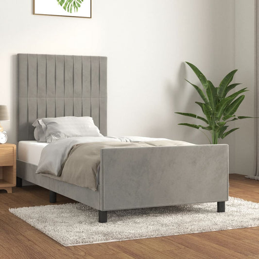 Bedframe zonder matras 100x200 cm fluweel lichtgrijs is nu te koop bij PeponiXL, paradijselijk wonen!