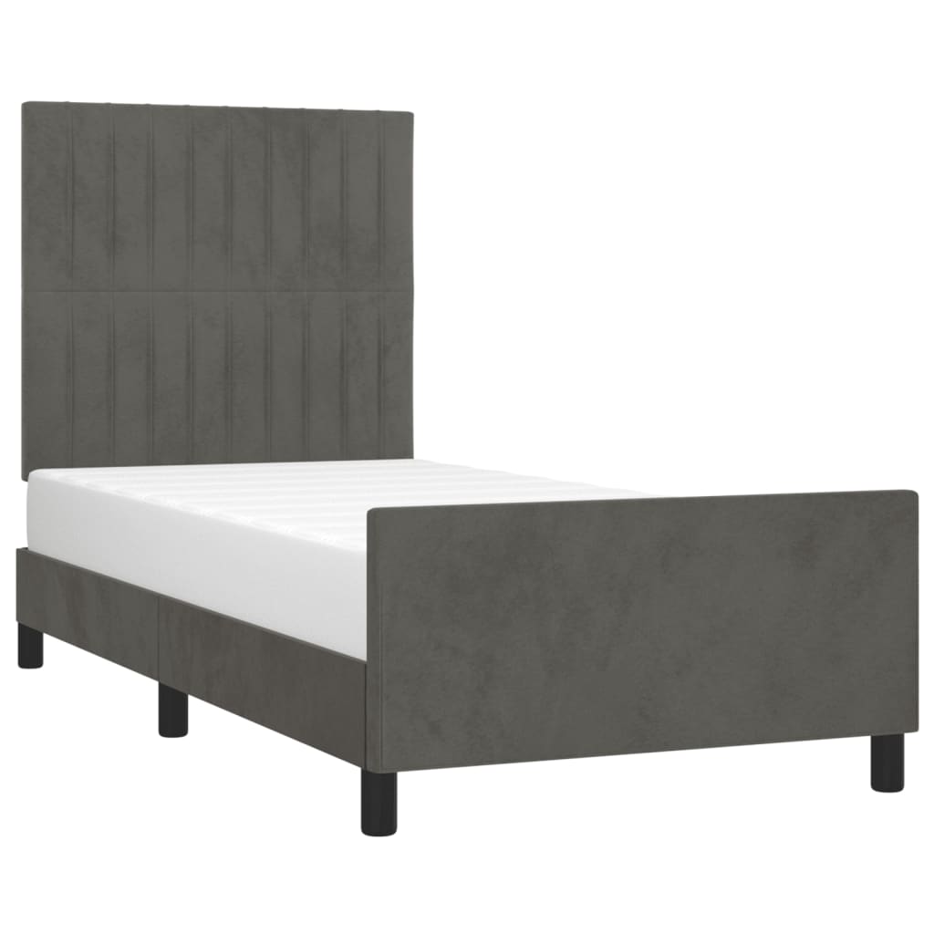 Bedframe zonder matras 100x200 cm fluweel donkergrijs is nu te koop bij PeponiXL, paradijselijk wonen!