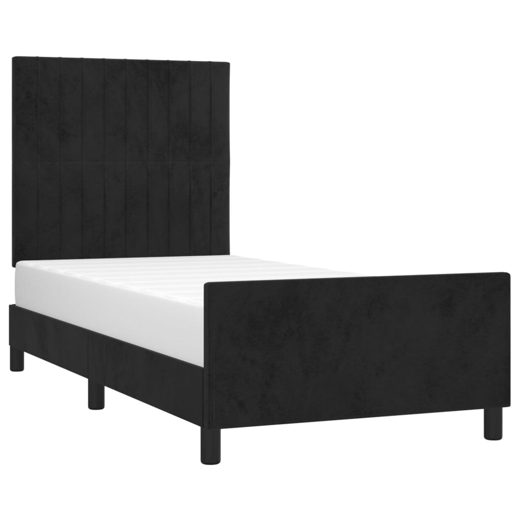 Bedframe zonder matras 100x200 cm fluweel zwart is nu te koop bij PeponiXL, paradijselijk wonen!