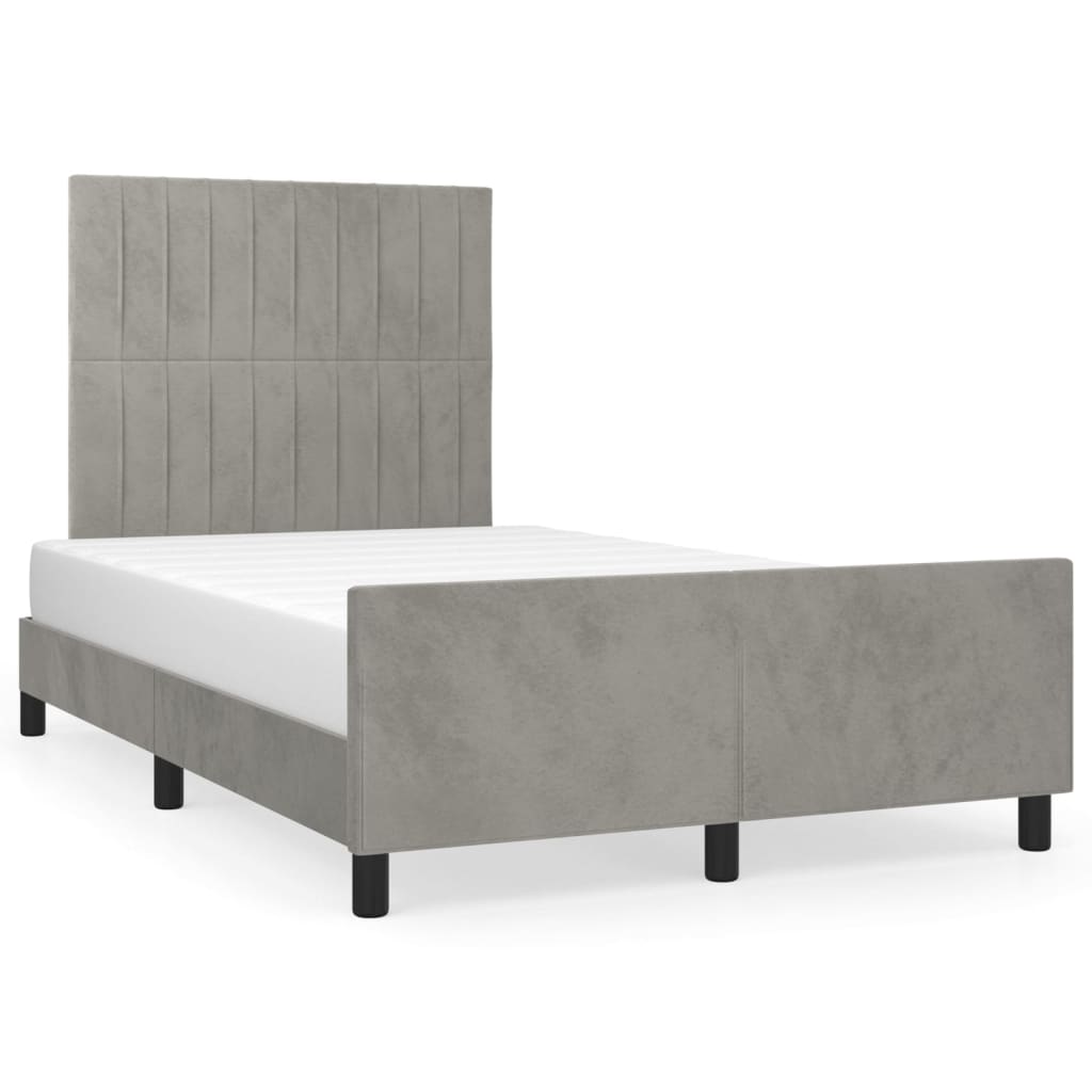 Bedframe zonder matras 120x200 cm fluweel lichtgrijs is nu te koop bij PeponiXL, paradijselijk wonen!