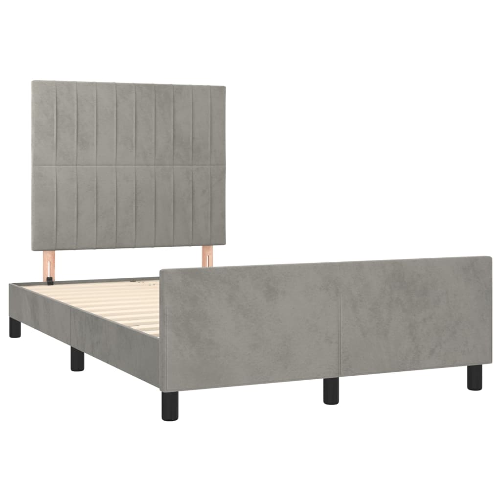 Bedframe zonder matras 120x200 cm fluweel lichtgrijs is nu te koop bij PeponiXL, paradijselijk wonen!